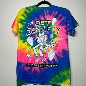 RIPPLE JUNCTION Unisex Rick and Morty Get Schwifty Tie Dye Tee Shirt Size Small